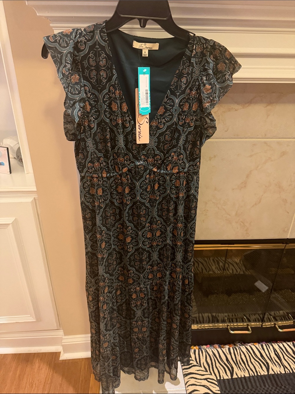 Les Serein Janice Mesh Maxi Dress in Teal & Rust Small - from Stitch Fix